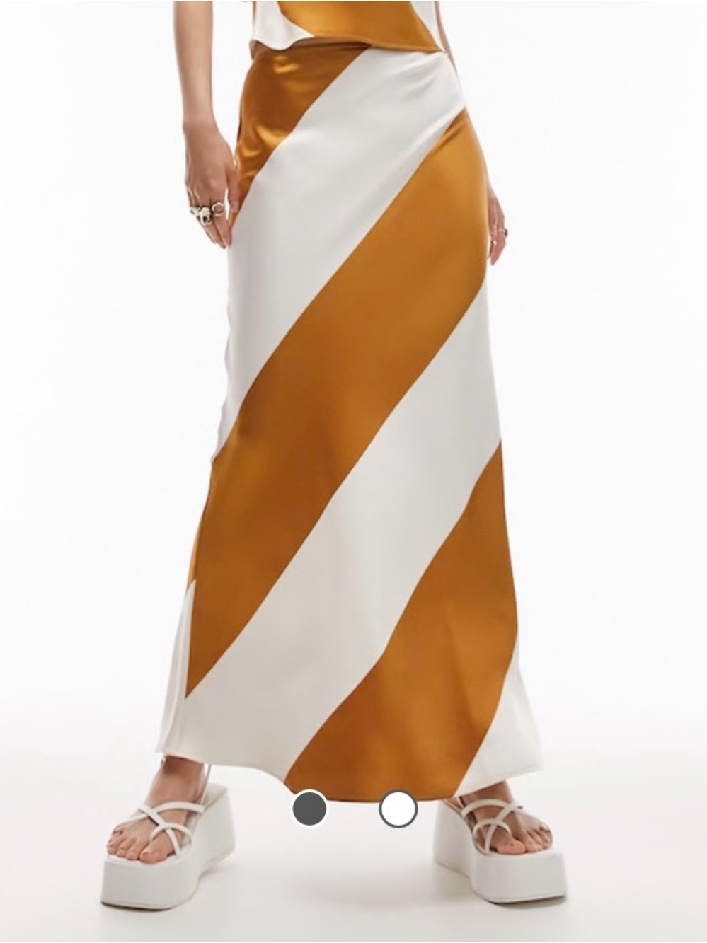 Topshop Striped Maxi Skirt in Brown & White Size 12
